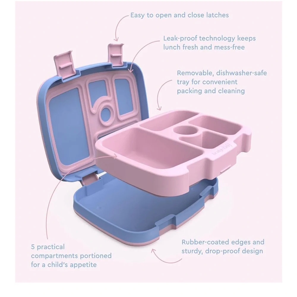 Bentgo Kids 5 Compartment Bento Lunch Box Leakproof Lavender Galaxy Pink Blue